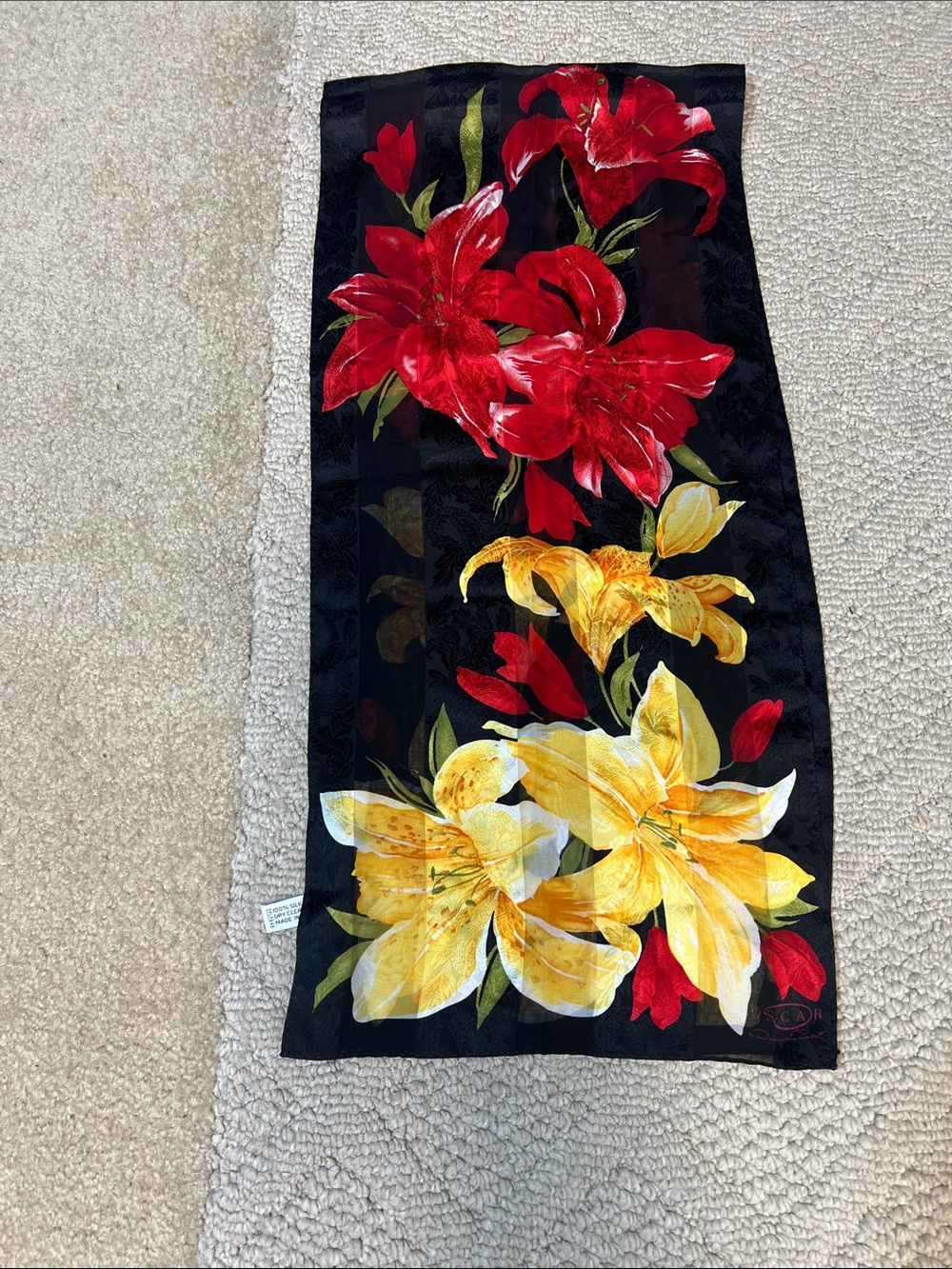 Oscar by Oscar de la Renta Silk Floral Scarf 20” x 43”